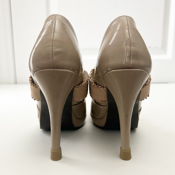 Sam & Libby Mary Jane Platform Heels Nude Beige Patent Faux Leather Size 8 - Picture 7 of 16